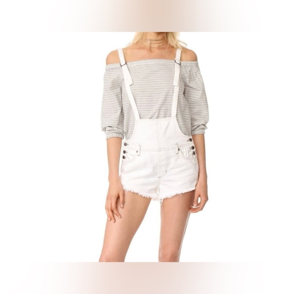 We The Free Strappy Shortalls White Short Overalls Size 26